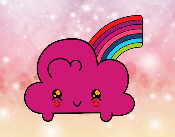 Nube con arco iris kawaii