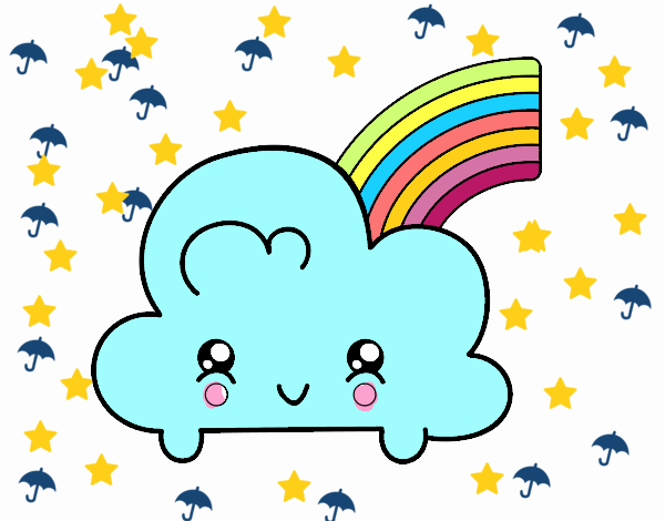 Nube con arco iris kawaii