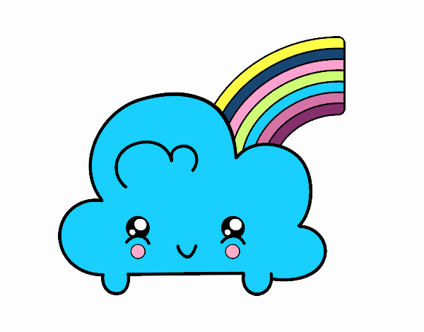 Nube con arco iris kawaii