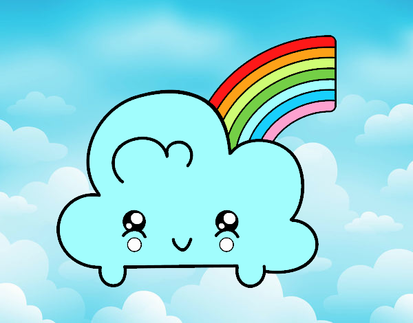 Nube con arco iris kawaii