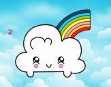 Nube con arco iris kawaii