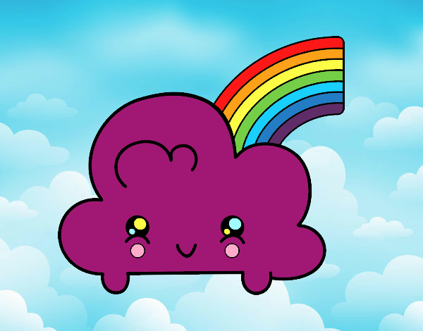 Nube con arco iris kawaii