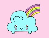 Nube con arco iris kawaii