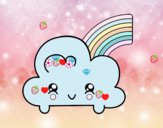 Nube con arco iris kawaii