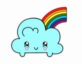 Nube con arco iris kawaii