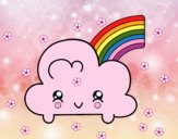 Nube con arco iris kawaii