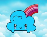 Nube con arco iris kawaii