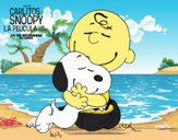 Snoopy y Carlitos abrazados