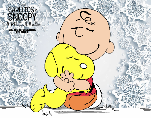 Snoopy y Carlitos abrazados