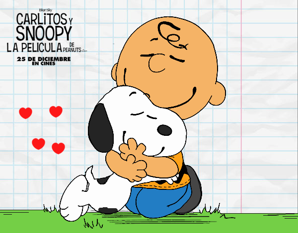 Snoopy y Carlitos abrazados