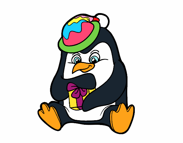 Un pingüino con regalo de Navidad