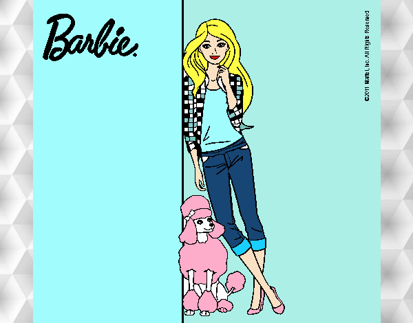 Barbie con cazadora de cuadros