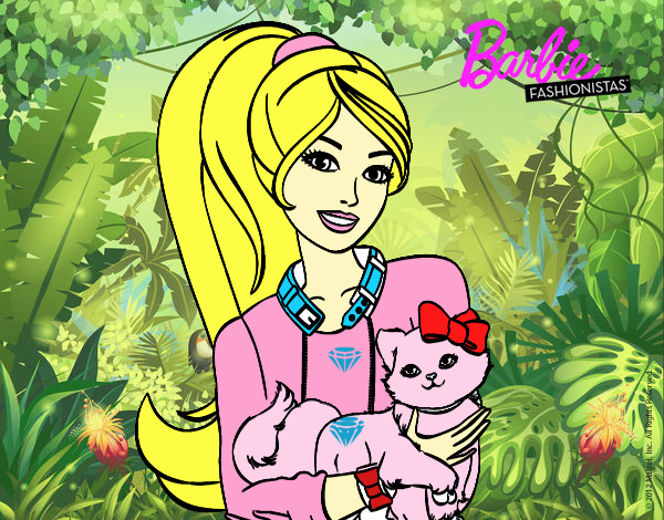 Barbie con su linda gatita