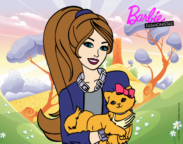 Barbie con su linda gatita