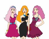 Barbie y sus amigas vestidas de fiesta