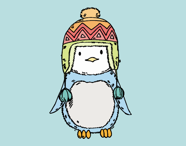 Dibujo de Pinguino con gorrito :''D