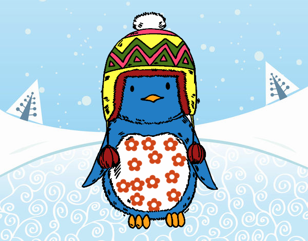 Bebé pingüino con gorrito