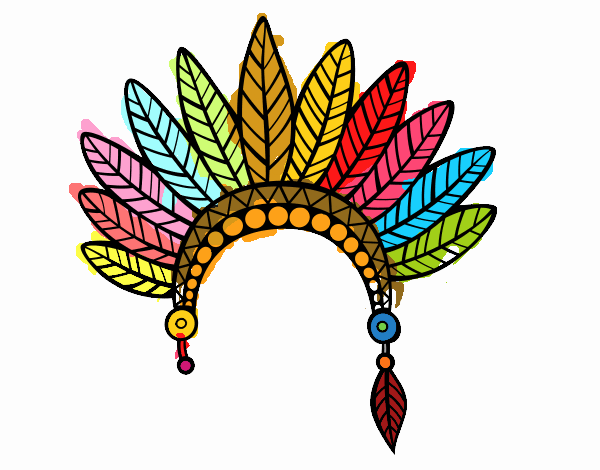 Dibujo de Corona de plumas de jefe indio pintado por en Dibujos