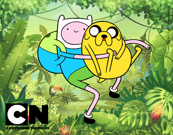 Finn y Jake abrazados