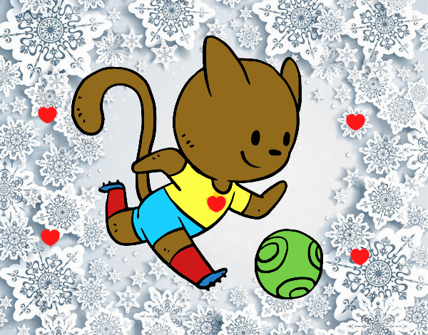 Gato jugando a fútbol