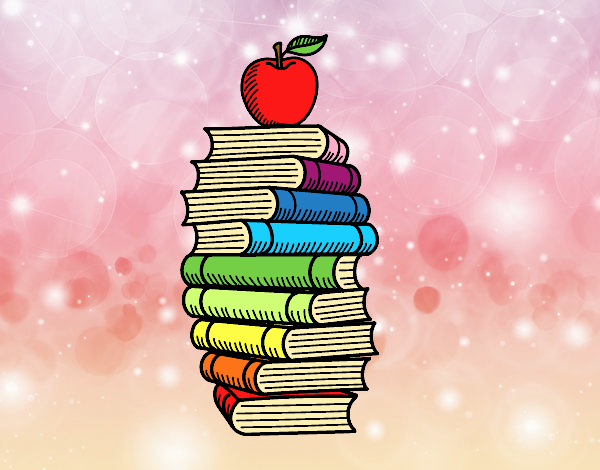 Libros y manzana