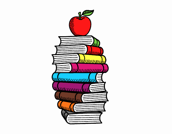 Libros y manzana