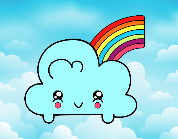 Nube con arco iris kawaii