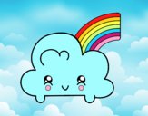 Nube con arco iris kawaii