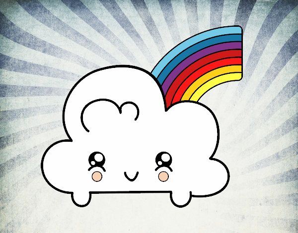 Nube con arco iris kawaii