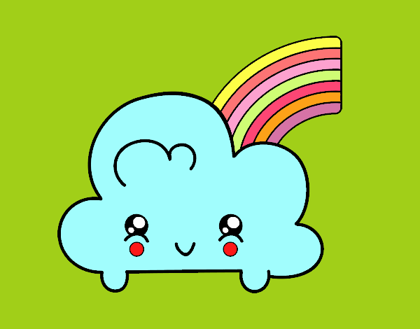 Nube con arco iris kawaii