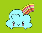 Nube con arco iris kawaii