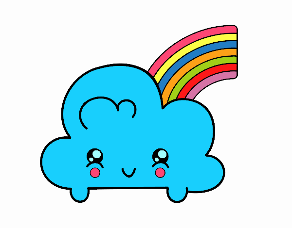 Nube con arco iris kawaii