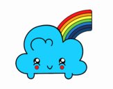 Nube con arco iris kawaii