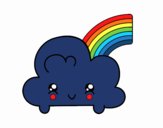 Nube con arco iris kawaii