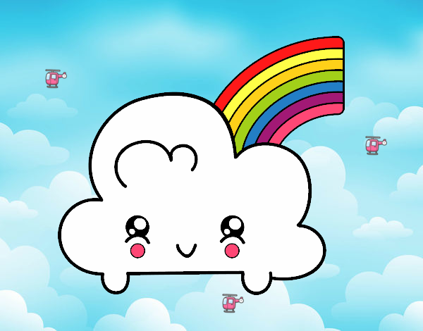 Nube con arco iris kawaii