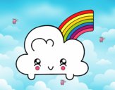 Nube con arco iris kawaii