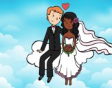 Recién casados en una nube