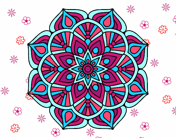 mandala morada rosa y azul