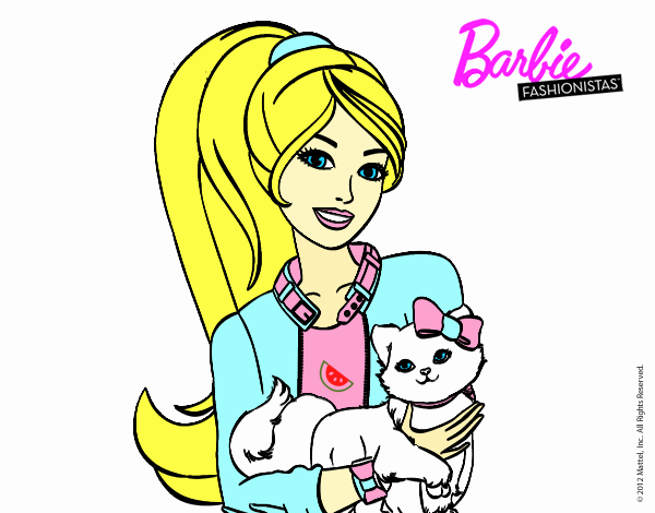 Barbie con su linda gatita