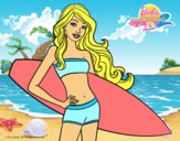 Barbie con tabla de surf