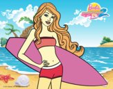 Barbie con tabla de surf