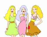 Barbie y sus amigas vestidas de fiesta