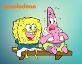 Bob Esponja y Patricio en bañador