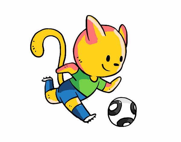 Gato jugando a fútbol