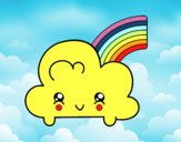 Nube con arco iris kawaii