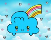 Nube con arco iris kawaii