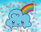 Nube con arco iris kawaii