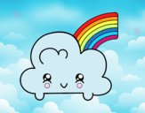 Nube con arco iris kawaii