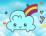 Nube con arco iris kawaii