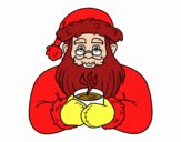 Papá Noel con taza de café